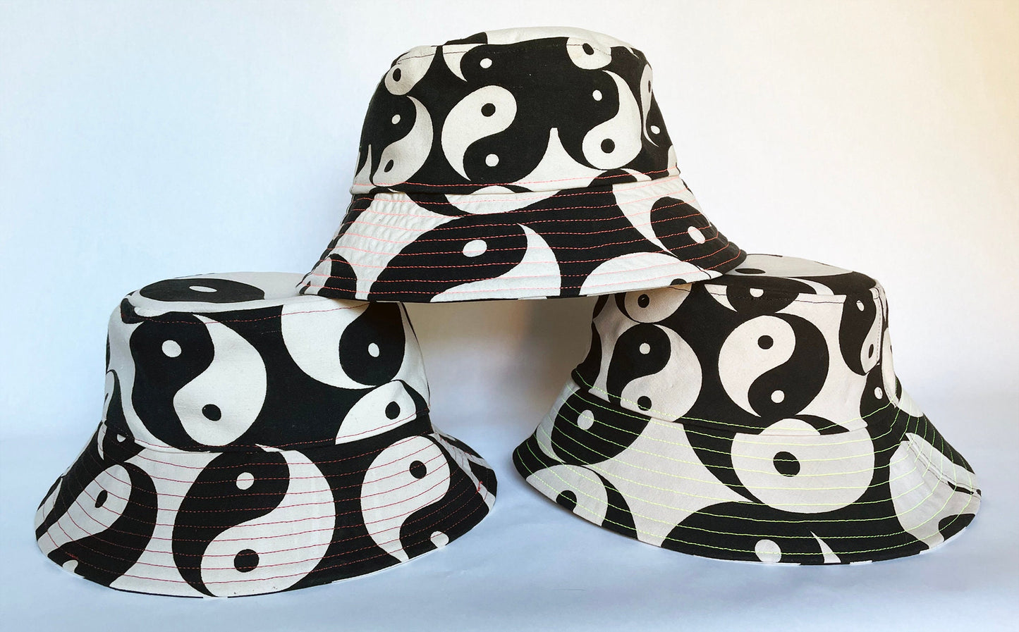 Tiny Bucket Hat for cats, small dogs, hair accessory, or to dress up kid's toys - made to order - yin yang - one of a kind