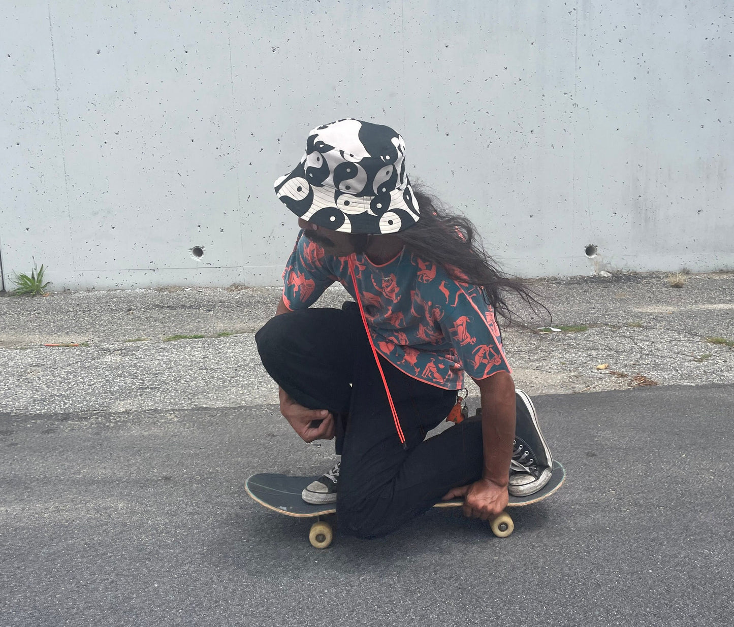 Tiny Bucket Hat for cats, small dogs, hair accessory, or to dress up kid's toys - made to order - yin yang -  one of a kind